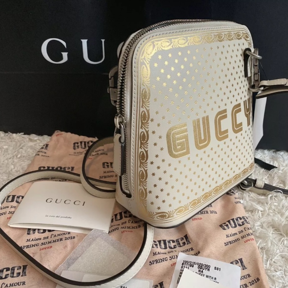 SOLD AUTH GUCCI White Gold SEGA GUCCY CROSSBODY